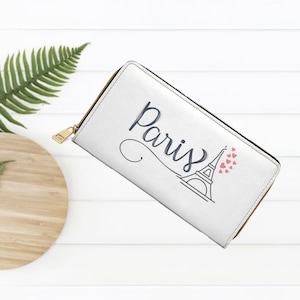 Carteira com zíper temática de Paris, bolsa de mão, porta-moedas, porta-cartões de crédito, presente perfeito para amantes de viagens, aniversários, presentes para amigos