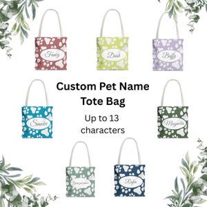 Personalisierte Haustier-Einkaufstasche Hunde / Katzen-Liebhaber-Geschenk Benutzerdefinierte Name Tasche Tierpfoten-Abdruck-Entwurf Umweltfreundliche Einkaufstaschehundeparkbeutelgeschenk für Freund