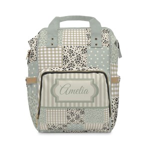 Mochila con estampado de retazos de leopardo y lunares / Mochila personalizada para bebé imagen 3