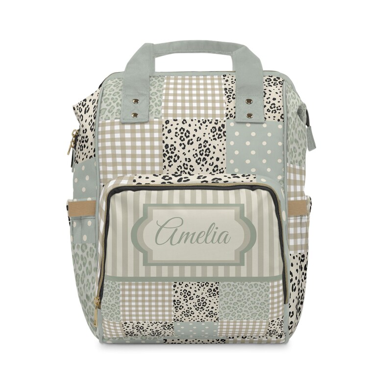 Mochila con estampado de retazos de leopardo y lunares / Mochila personalizada para bebé imagen 3