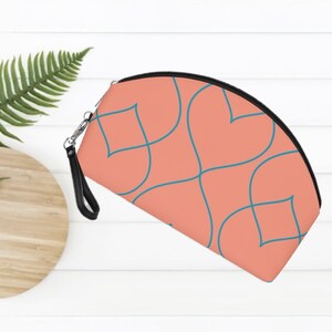 Borsa per il trucco minimalista con motivo geometrico con cerniera, borsa per cosmetici, astuccio da viaggio, astuccio per matite, borsa da toilette, regalo per figlia, pochette per il trucco