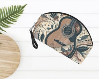 Bohemian Guitar Makeup Bag: Artsy Travel Cosmetic Pouch