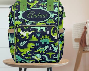 Dinosaur Diaper Bag Backpack Personalized Toddler Bag Baby Shower Gift Eco-Friendly Backpack Travel Diaper Bag Dino Theme Diaperbag Gift