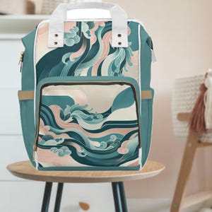 Geometric Abstract Art Diaper Backpack, Modern Baby Bag for New Parents, Waterproof Travel Diaper Bag Large Diaper Bag Baby Shower Gift