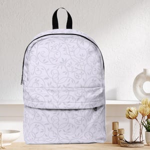 Vintage Purple Lace Floral Backpack for Everyday Adventures School Travel Gift Idea Trendy Backpack Unique Luxury Bag Beautiful Lace Bag