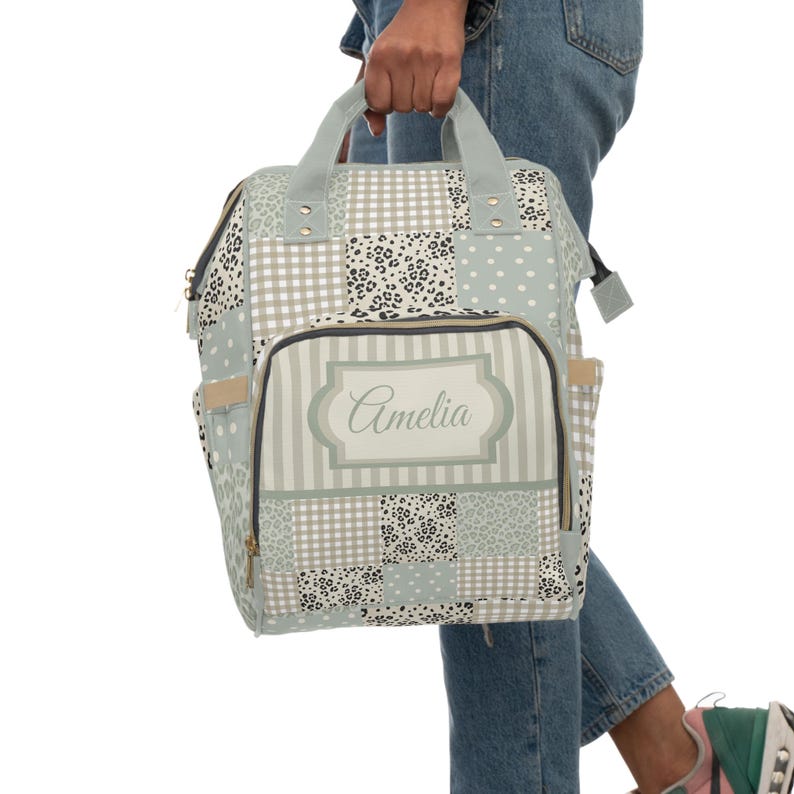 Mochila con estampado de retazos de leopardo y lunares / Mochila personalizada para bebé imagen 9