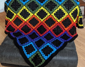 Stained Glass crochet afghan pattern large queen sized blanket