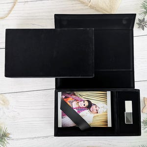 Black Velvet linen Photo USB presentation gift box | 4*6 inch 10*15 CM prints album photo box |high speed USB 3.0 wedding photographer stick