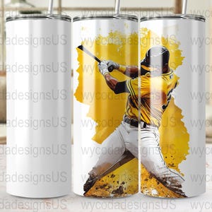 Baseball Player Customizable Tumbler Digital Download 20 oz Skinny Tumbler Wrap PNG Seamless Tapered Straight Design Commercial Use Included