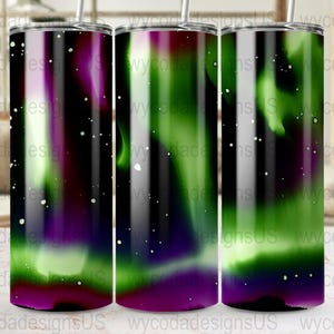 Aurora Borealis Tumbler Wraps PNG, 20 oz Skinny Tumbler Sublimation Designs, Northern Lights Digital Download, Commercial Use