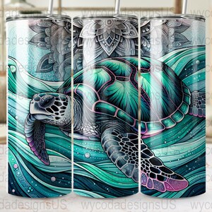 Sea Turtle 20 Oz Skinny Tumbler Wrap Design, PNG Digital Download, Marine Life Art, Commercial Use, Instant Download