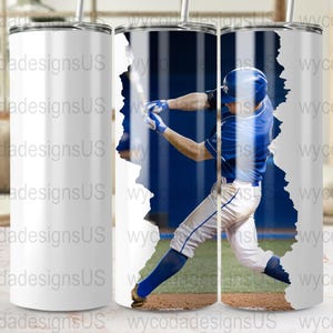 Baseball Player Customizable Tumbler Wrap Design 20 oz Skinny Tumbler PNG Seamless Baseball Digital Wrap Straight Tapered Design