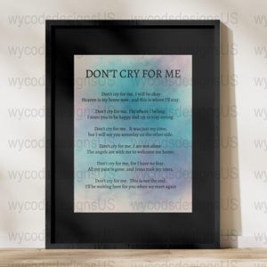 Dont Cry For Me I will Be Ok Inspirational Wall Art, Motivational Quote Print, Uplifting Home Decor, Positive Affirmation Poster