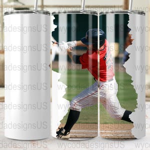 Baseball Player Swinging Tumbler Wrap, Great for 20 oz Skinny Tumblers, Commercial Use, Perfect for Personalized Gifts