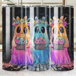 Cute Panda Floral Art Tumbler Wraps, 20 oz Straight Tumbler Design, Seamless PNG, Commercial Use, Digital Download, Colorful Panda