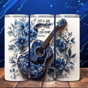 Just A Girl Who Loves Country Music - Bellissimo design floreale di chitarra acustica per carta digitale e carta da regalo