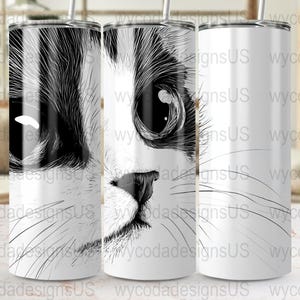 Katzengesicht Skinny Tumbler Wraps, 20 Unzen Skinny Tumbler Sublimationsdesigns, nahtlos konisch PNG, digitaler Download, kommerzielle Nutzung