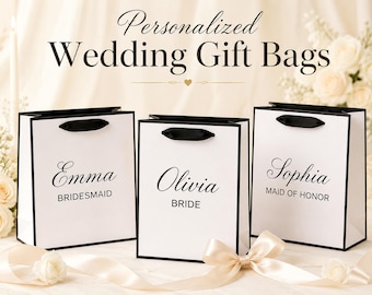 Sacchetti regalo personalizzati per matrimonio con nome personalizzato, eleganti sacchetti per bomboniere per la festa nuziale, sacchetti di carta di benvenuto per il matrimonio