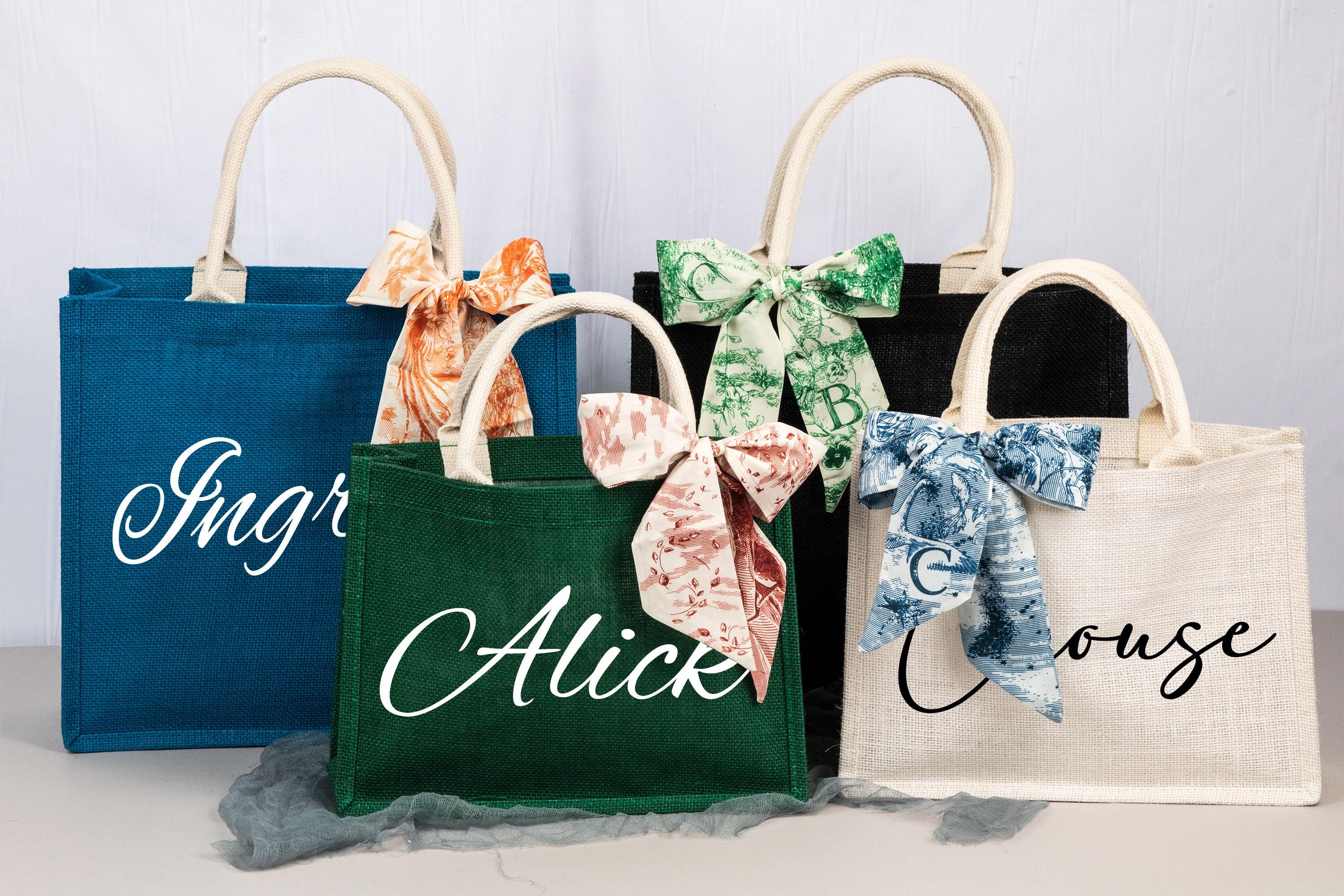 Personalized Burlap Tote Bag with Scarf