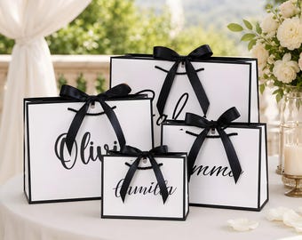 Elegante bolsa de regalo personalizada para damas de honor, bolsa de regalo personalizada para la fiesta nupcial, bolsa de recuerdo de boda, bolsa de regalo de agradecimiento.