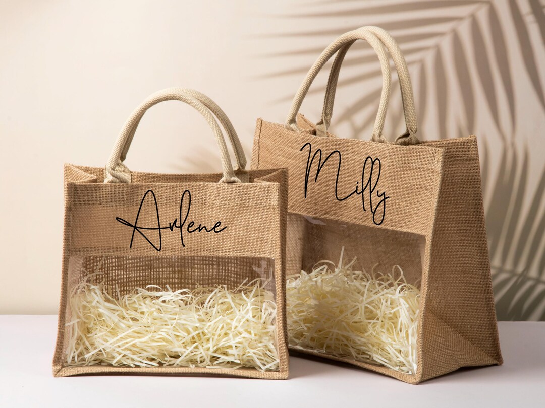 Personalized Burlap Gift Bag: Custom Bridesmaid Tote, Bachelorette ...