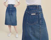 Vintage CALVIN KLEIN Skirt Denim Pencil Skirt High Waist Jean Skirt size Small 26 waist
