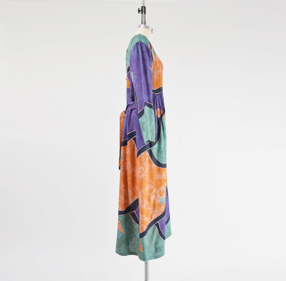 Abstract Batik Print Maxi Dress 90s Vintage Long … - image 6