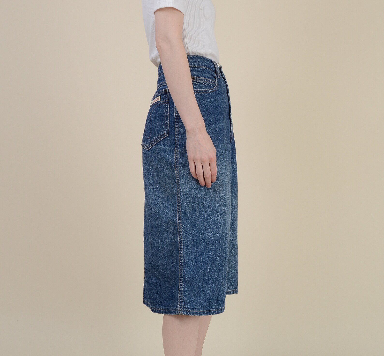 calvin klein denim pencil skirt