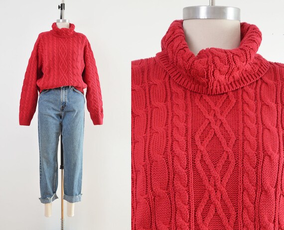 Vintage Magenta Pink Turtleneck Sweater 