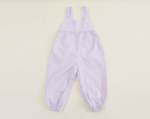 Vintage 80s 90s Purple and White Striped Pants Ju… - image 1