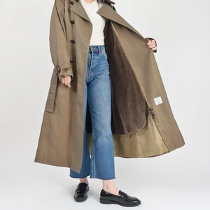 Army Green Trench Coat Size M 80s Vintage Double Breasted Midi Length ...