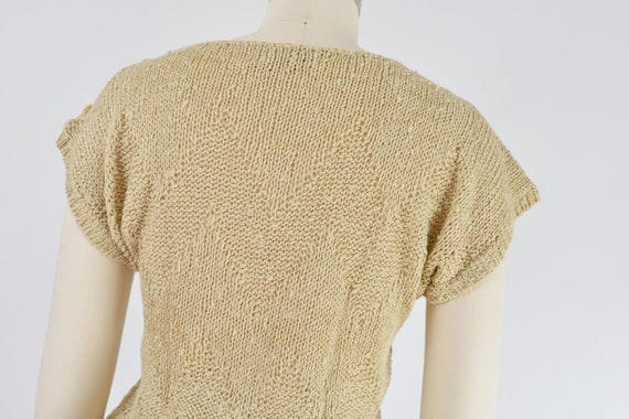 Tan Cap Sleeve Sweater 80s Vintage Boho Zig Zag S… - image 8