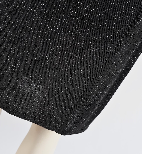 Black Stretchy Dress 90s Vintage Sheer Mesh Spark… - image 8