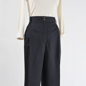 Pantalon Vintage Femme En Laine Noire Daniel D. - Taille 38/40 (S/M) - Style Années 90 - État Impeccable