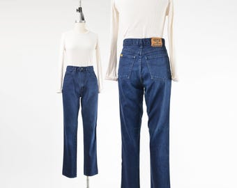90s Jordache Jeans Small | Vintage High Waisted Dark Wash Denim Mom Jeans Tapered Leg 27 Waist