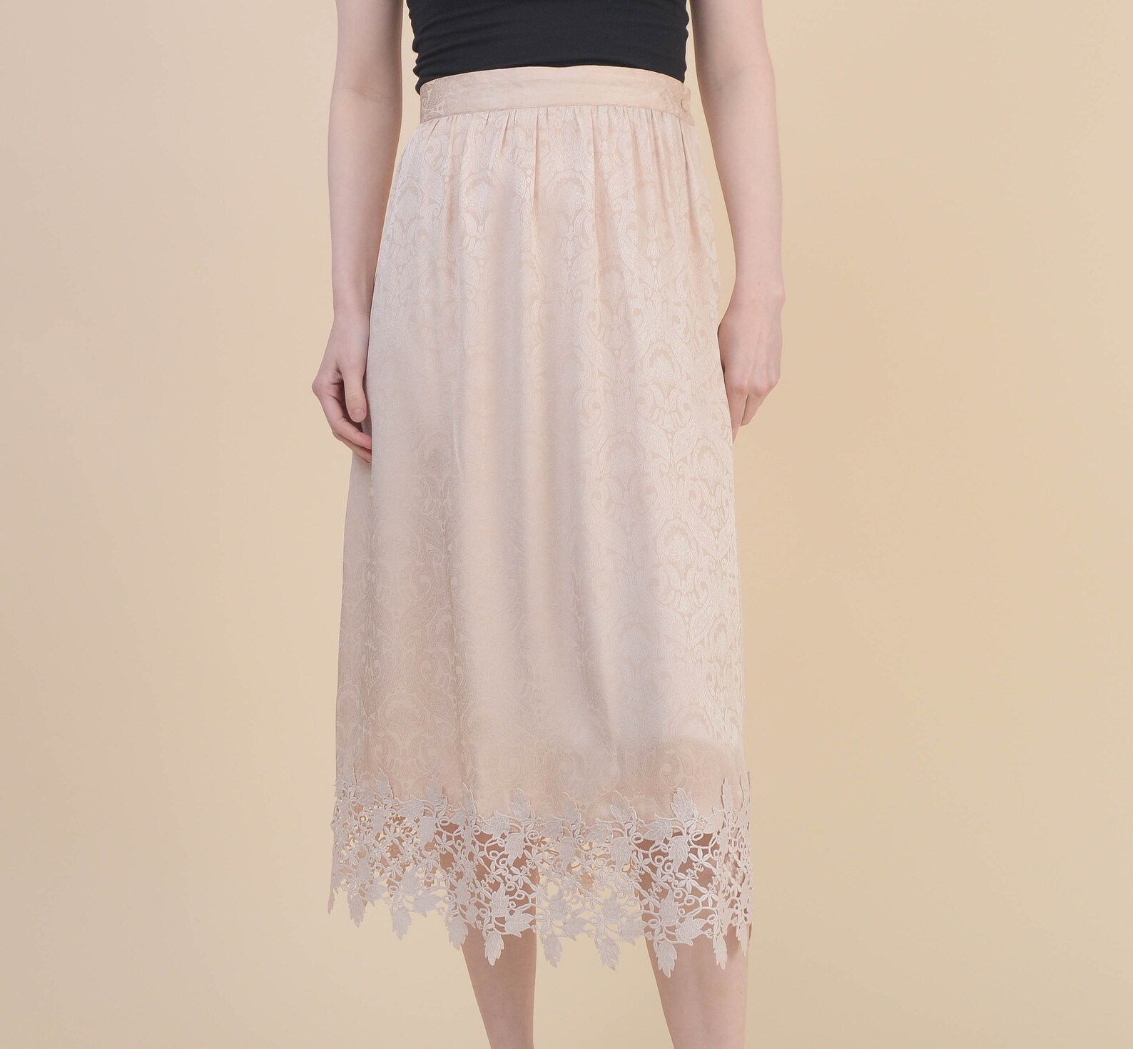 Vintage 80s Pale Pink Silk Skirt 27 inch waist High | Etsy