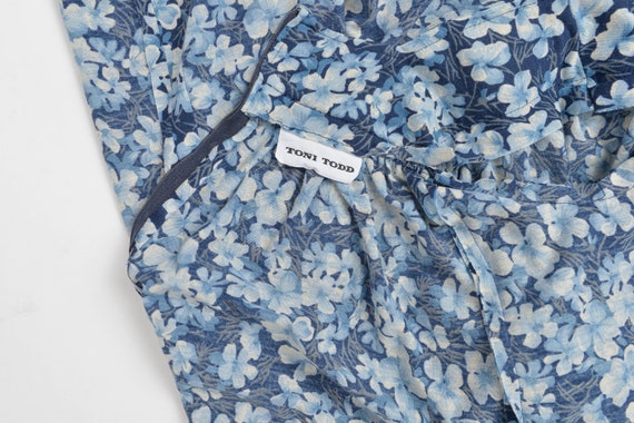 Blue Floral Dress size S M | 70s Vintage Jersey K… - image 9
