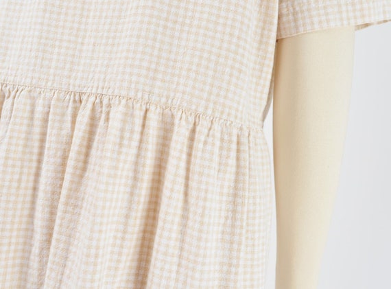 Gingham Linen Cotton Babydoll Dress | 90s Vintage… - image 8