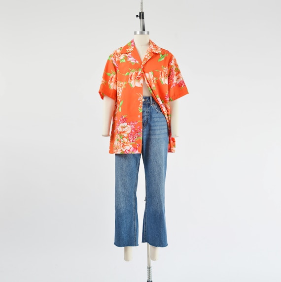 Orange Floral Hawaiian Shirt 70s Vintage Hilo Hat… - image 2
