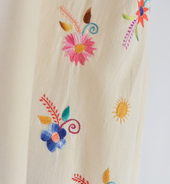Cream Cotton Gauze Dress 70s 80s Vintage Mexican … - image 9