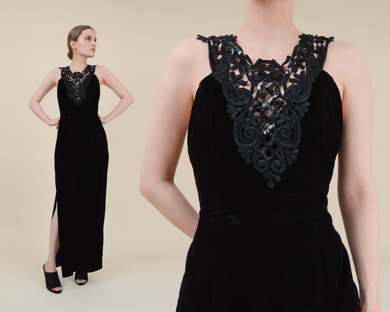 scott mcclintock black velvet dress