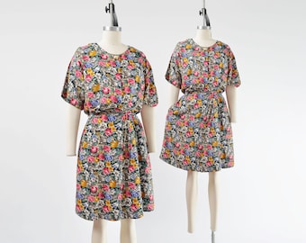 90s Floral Skort Romper size S M | Vintage Garden Boho Cottagecore One Piece Jumper Dress