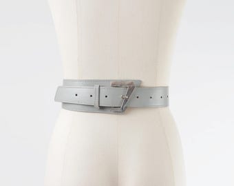 Vintage Leather Shop Cream Belt Strap Cable Buckle Vintage 80s Leather Shop cream/ivory braided cord belt with  main image 2