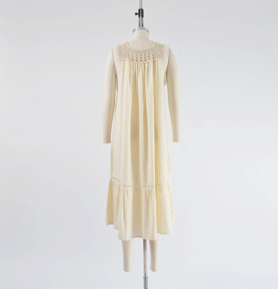 Cream Cotton Gauze Dress 70s 80s Vintage Mexican … - image 4