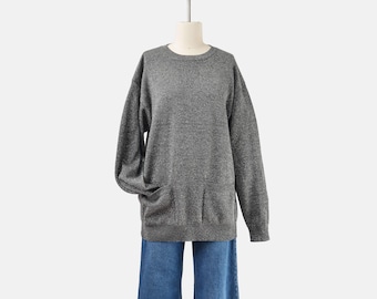 Pull en laine mélangée gris métallisé Calvin Klein des années 90, taille M L
