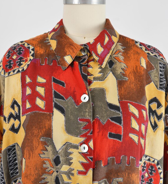 Southwestern Shirt size L XL | 90s Vintage Native… - image 7