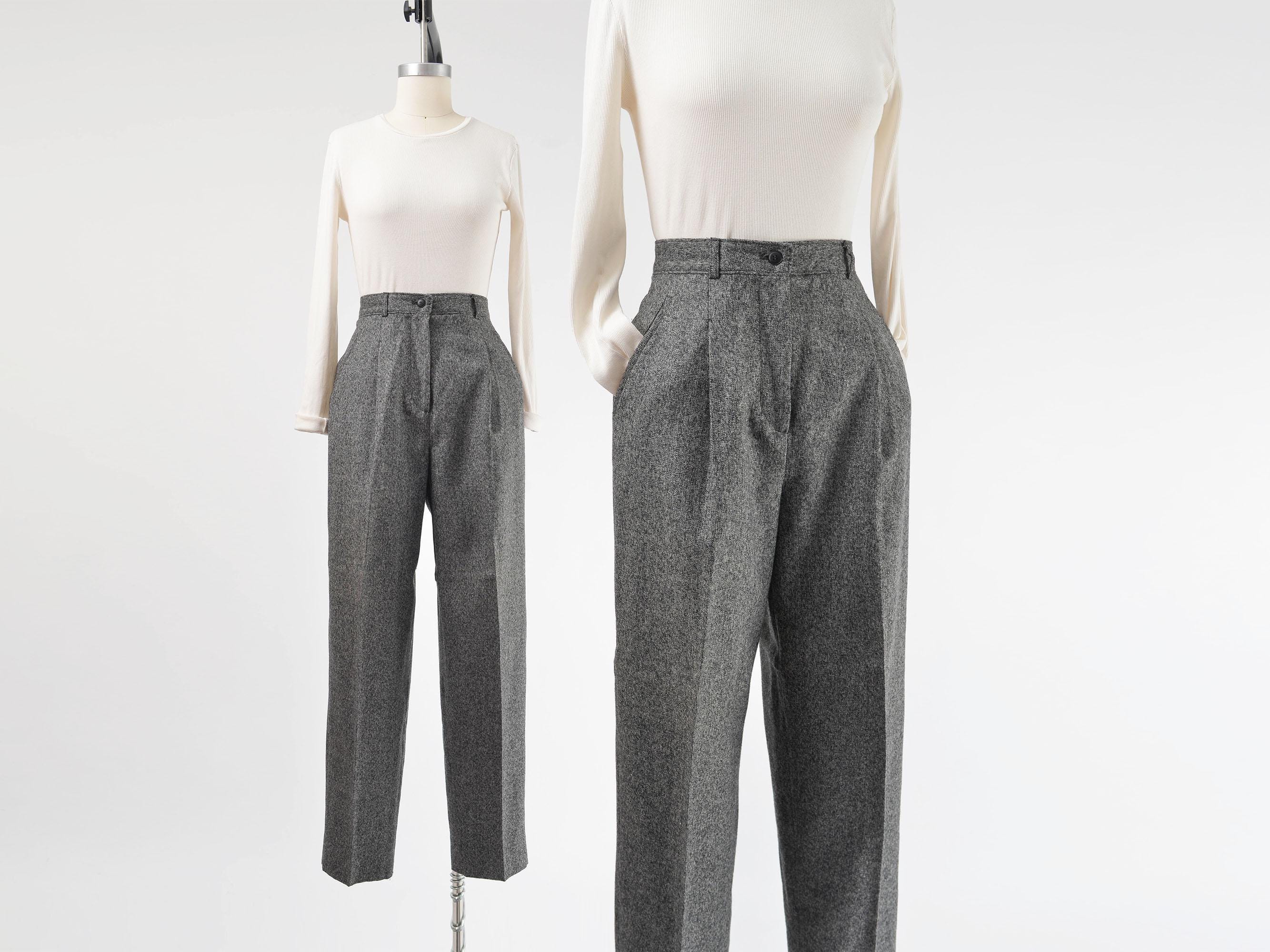 Black and White Wool Pants Size Medium | Vintage 80s Ann Taylor