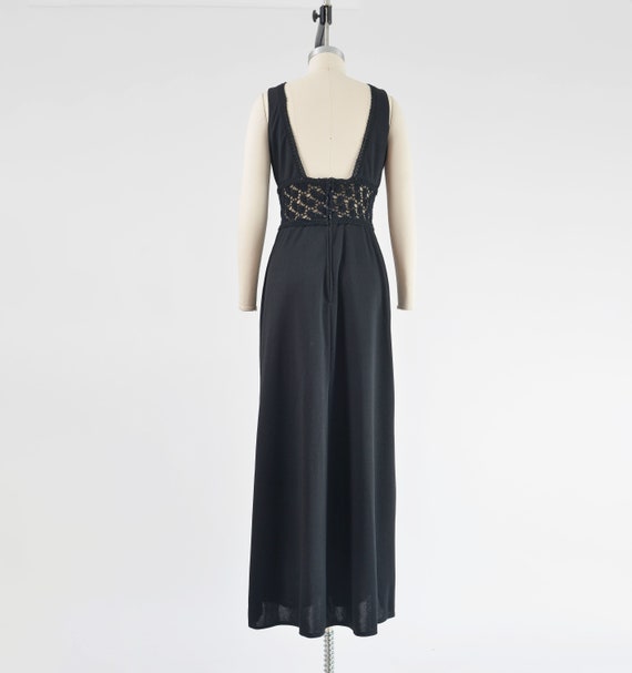 Black Maxi Dress 70s Vintage Illusion Sheer Croch… - image 6