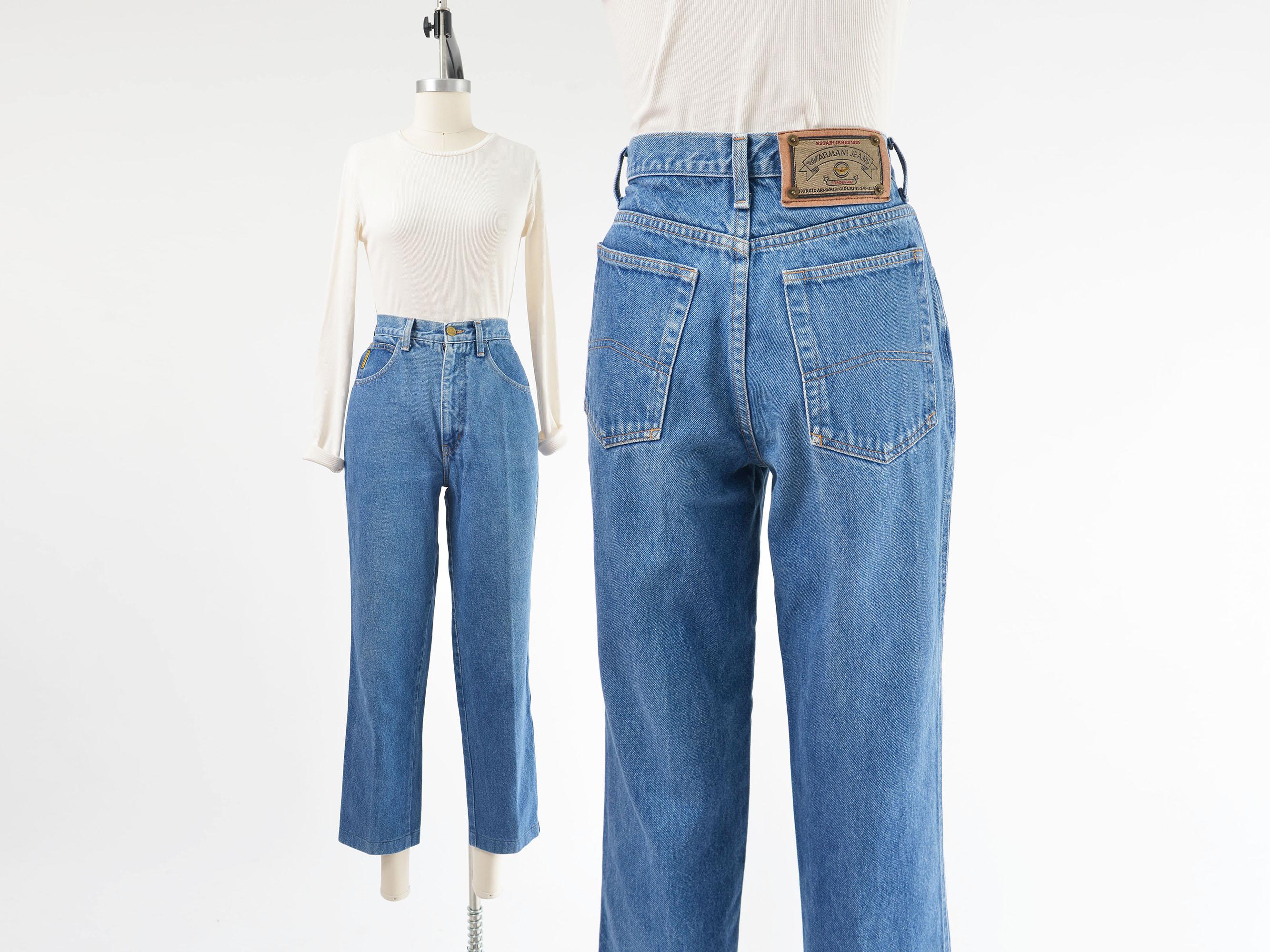 Vintage Armani Jeans Size S M | 90s High Waisted Tapered Leg