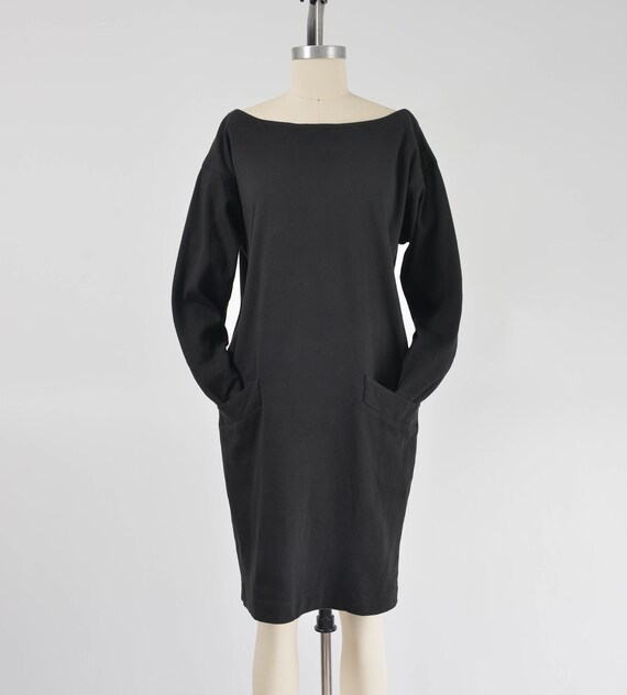 Black DKNY Dress | 90s Vintage Minimalist Cotton … - image 3